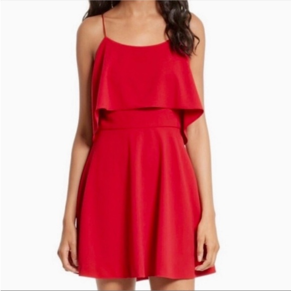 NWT Alice + Olivia Kipp Layered Ruffle Dress in Deep Ruby Red, size 12 - Picture 1 of 6